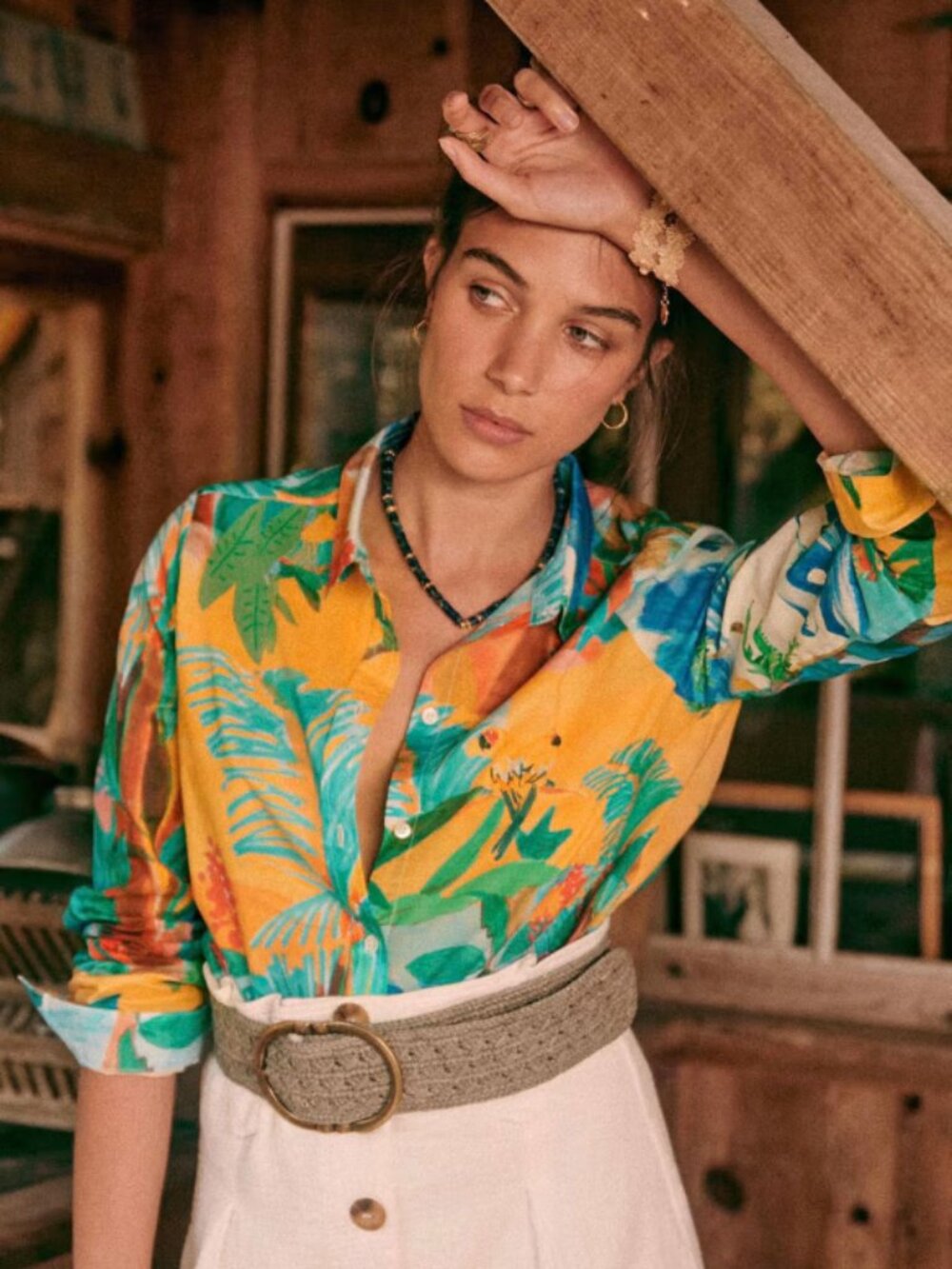 Sezane Pierro Shirt - Sézane X G.kero Orange Jungle - Size 36